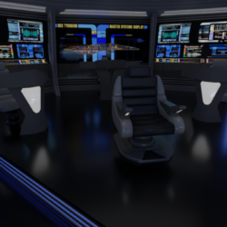 View of the Captain's Chair and Main Systems Display (Night Shift)