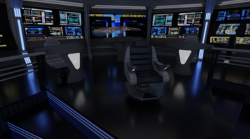 View of the Captain's Chair and Main Systems Display (Night Shift)